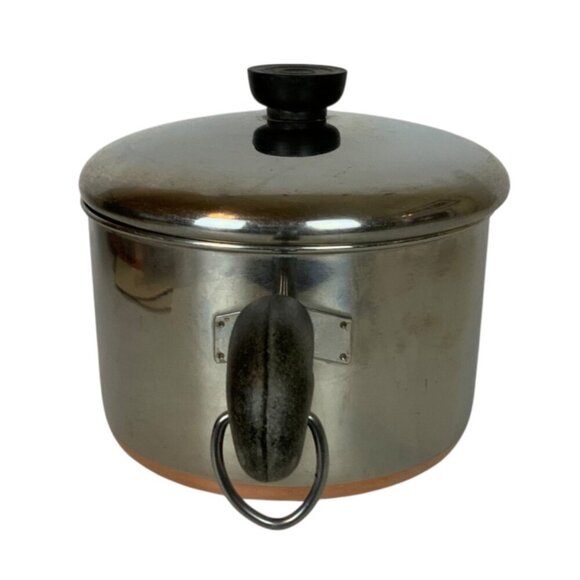 Revere Ware 3 Qt Saucepan Copper Clad Stainless Steel Lid Double Ring Pre 1968 - Picture 3 of 10